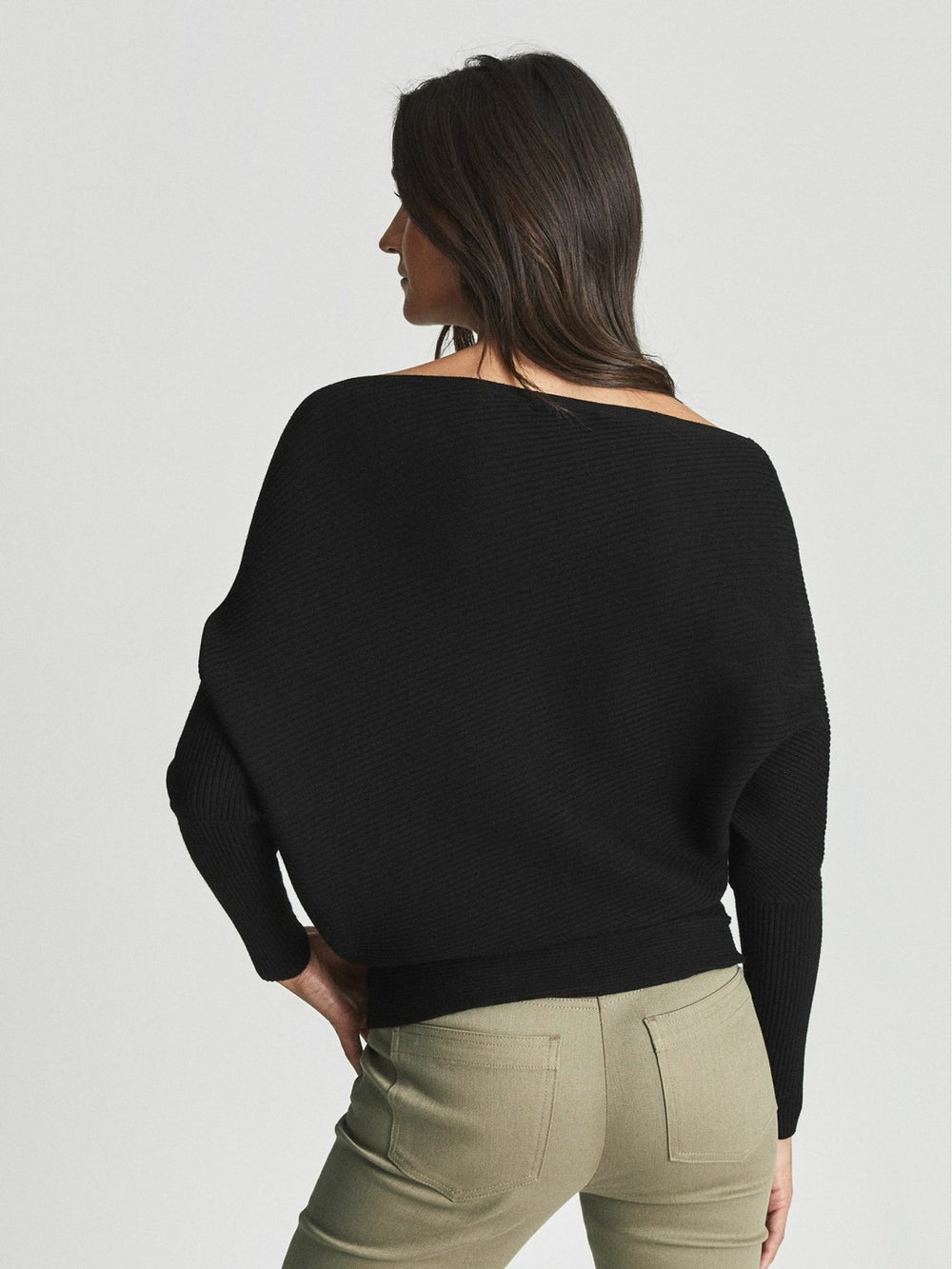 Women Asymmetric Knitted Top in Black