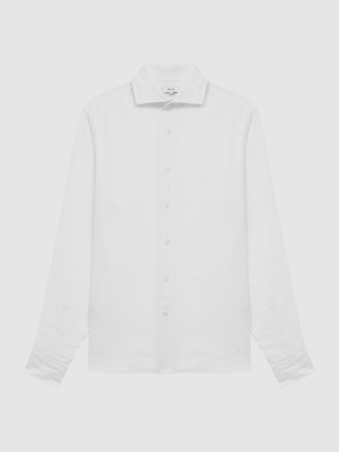 Men Linen Button-Through Shirt in White