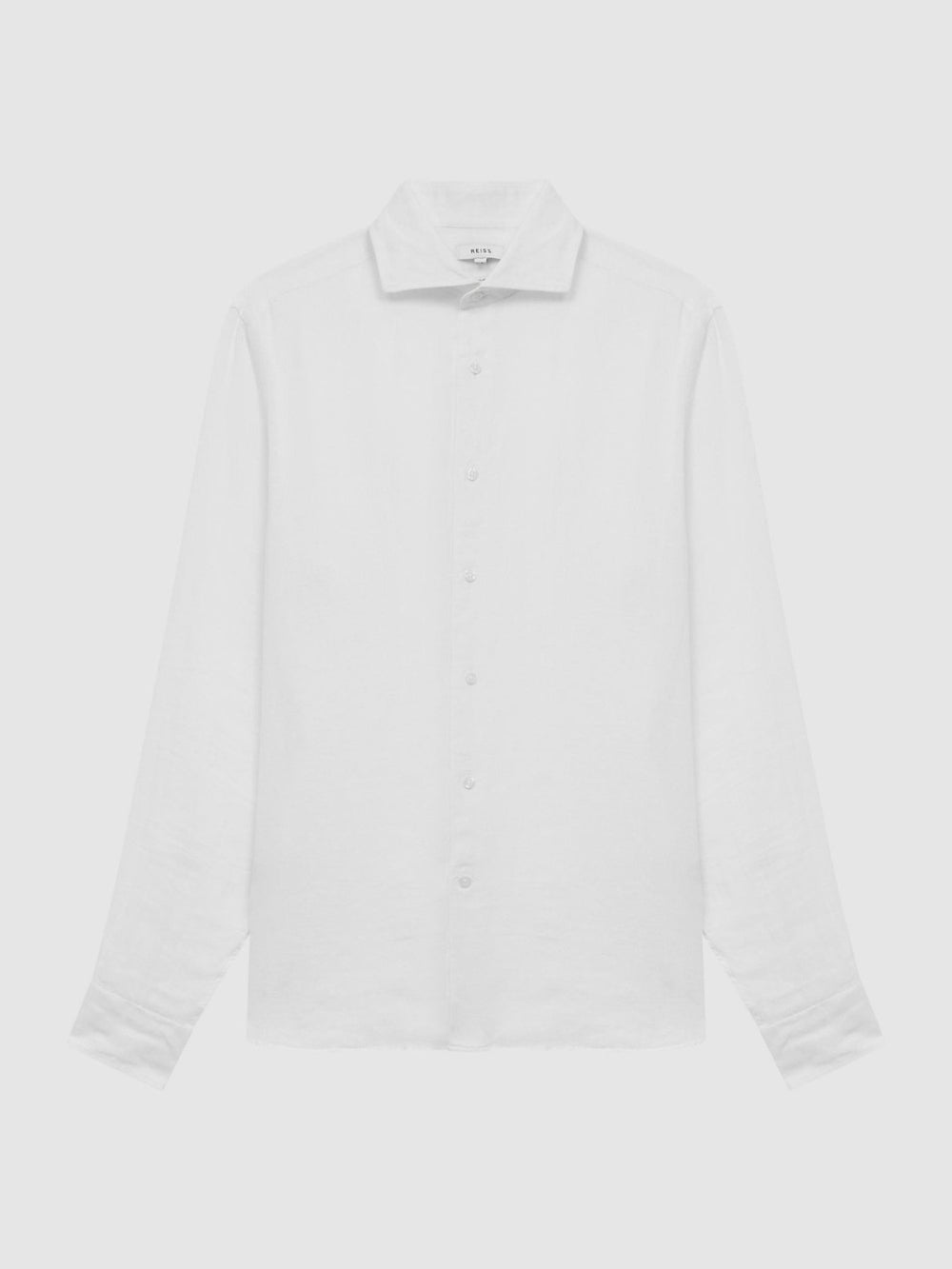 Men Linen Button-Through Shirt in White