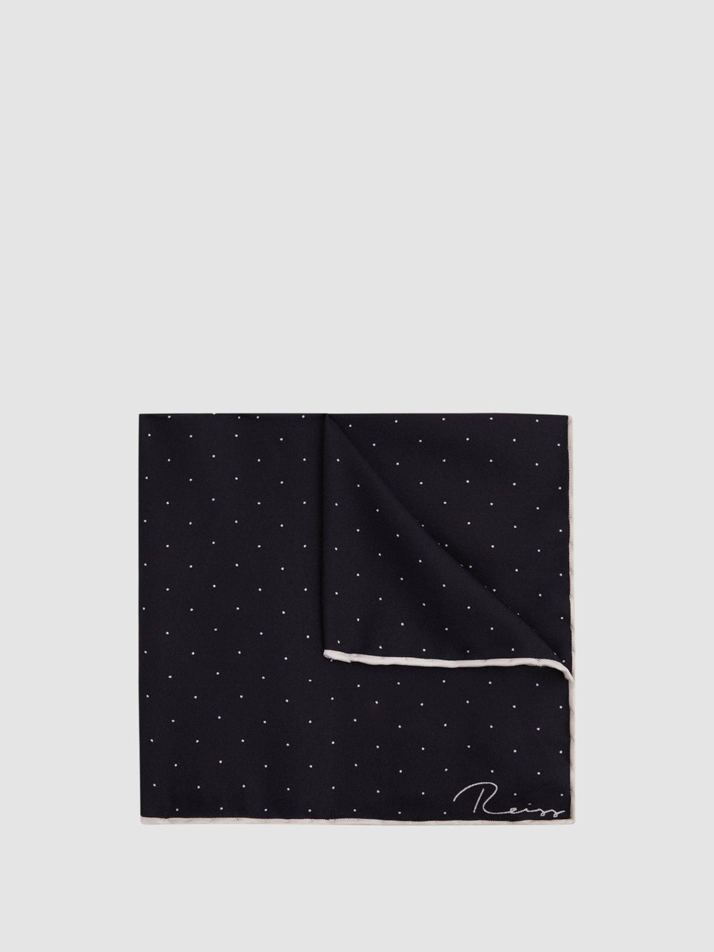 Men Polka Dot Silk Pocket Square in Navy