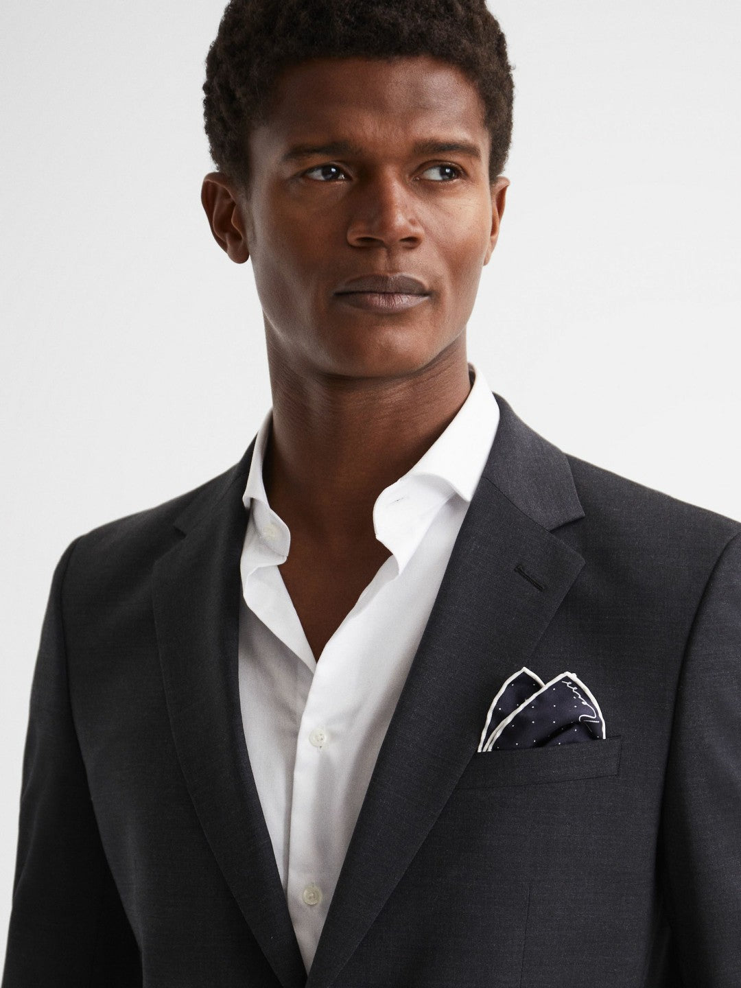 Men Polka Dot Silk Pocket Square in Navy