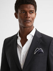 Men Polka Dot Silk Pocket Square in Navy