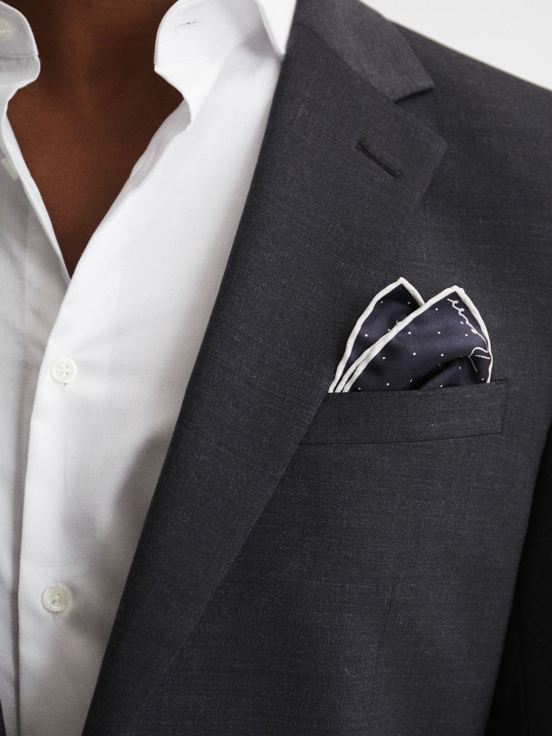 Men Polka Dot Silk Pocket Square in Navy