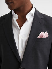 Men Plain Silk Pocket Square in Pink