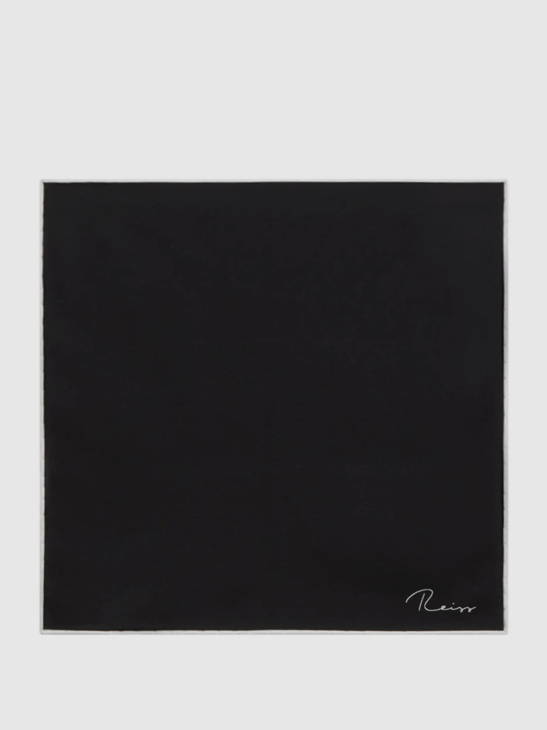 Men Plain Silk Pocket Square in Black