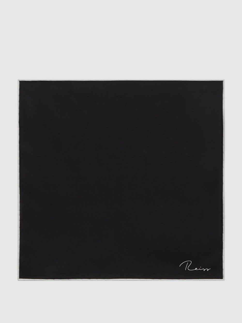 Men Plain Silk Pocket Square in Black