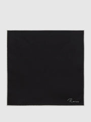 Men Plain Silk Pocket Square in Black