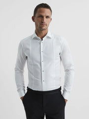 Men Slim Fit Dinner Shirt in White