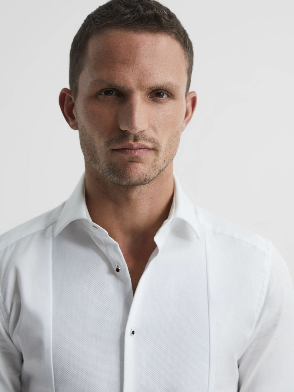 Men Slim Fit Dinner Shirt in White