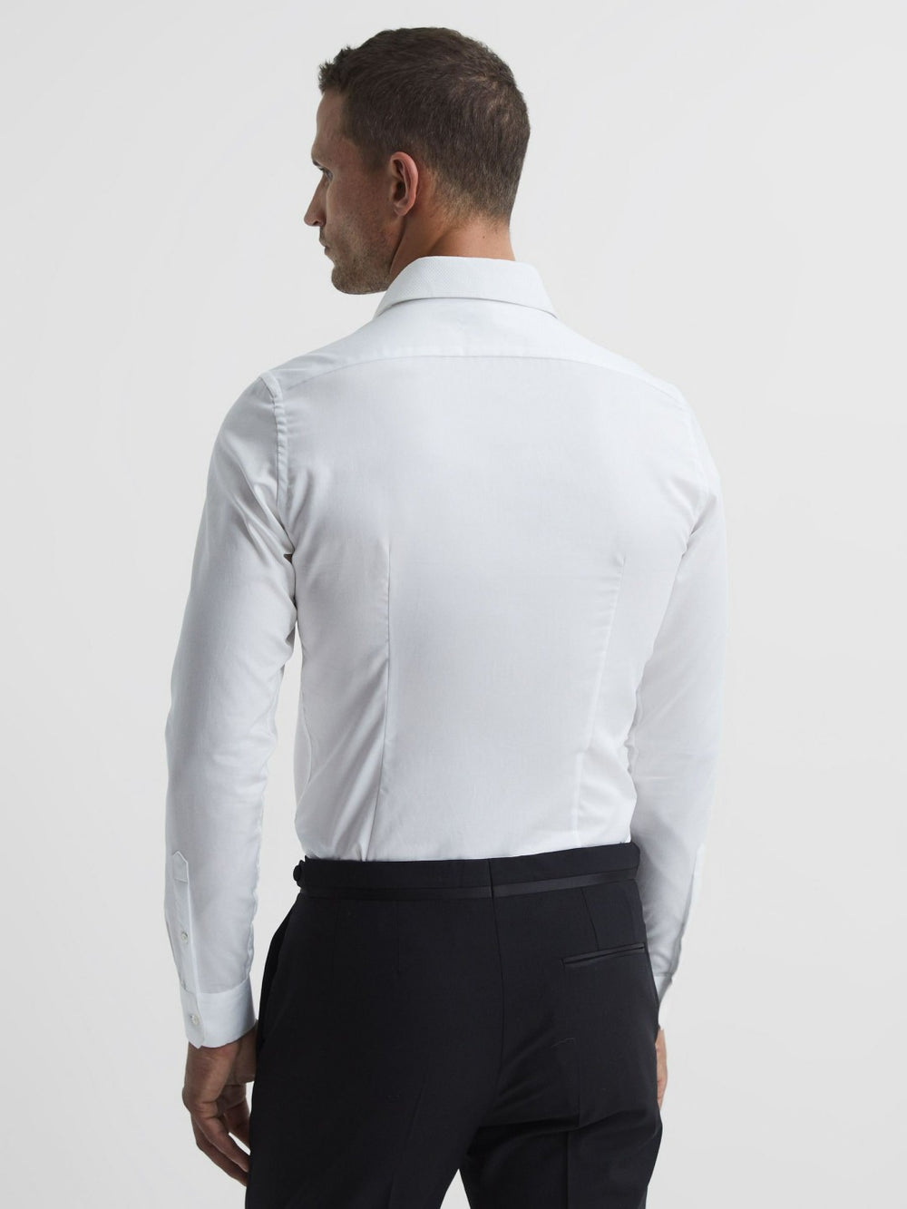 Men Slim Fit Dinner Shirt in White