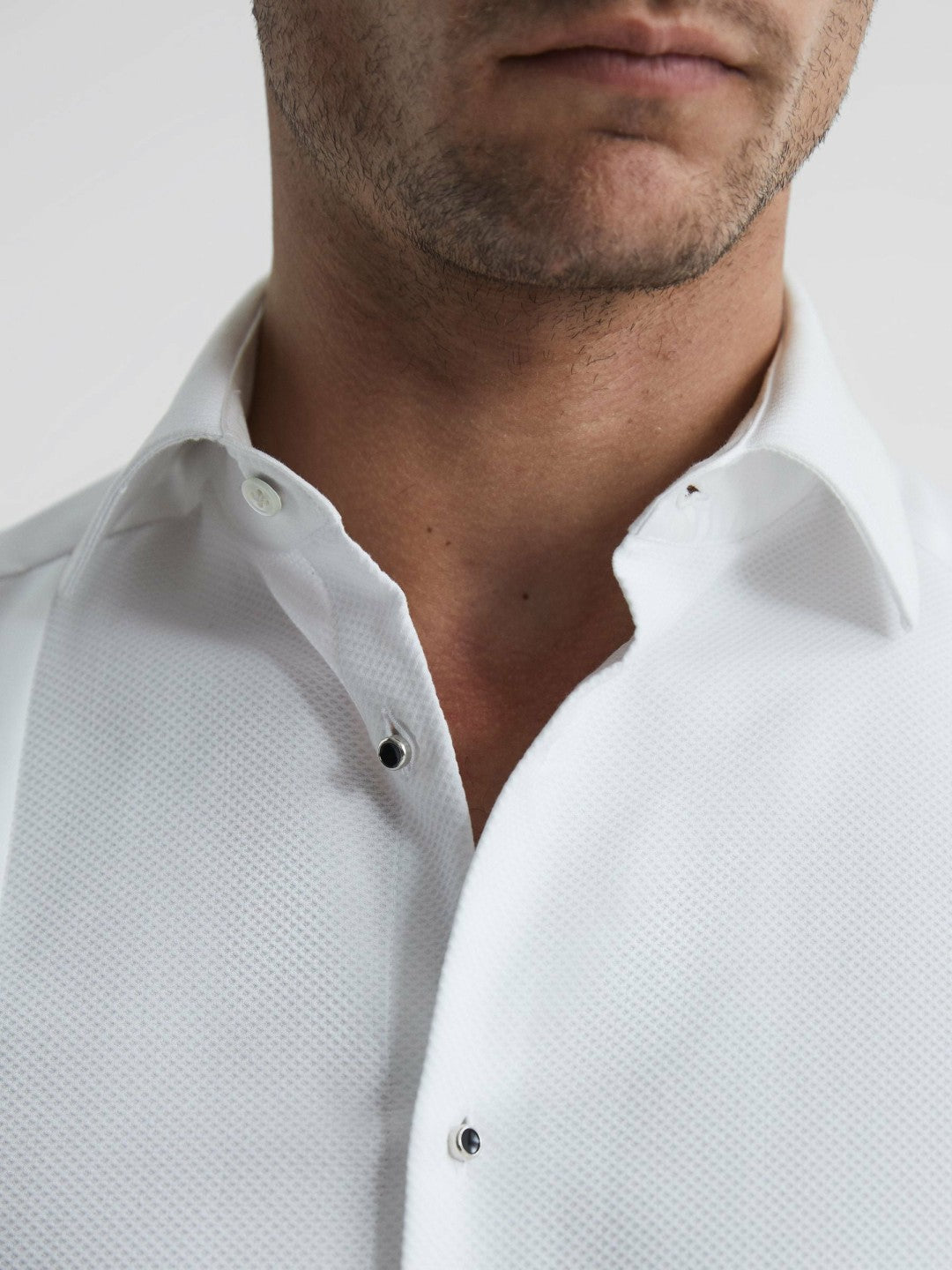 Men Slim Fit Dinner Shirt in White