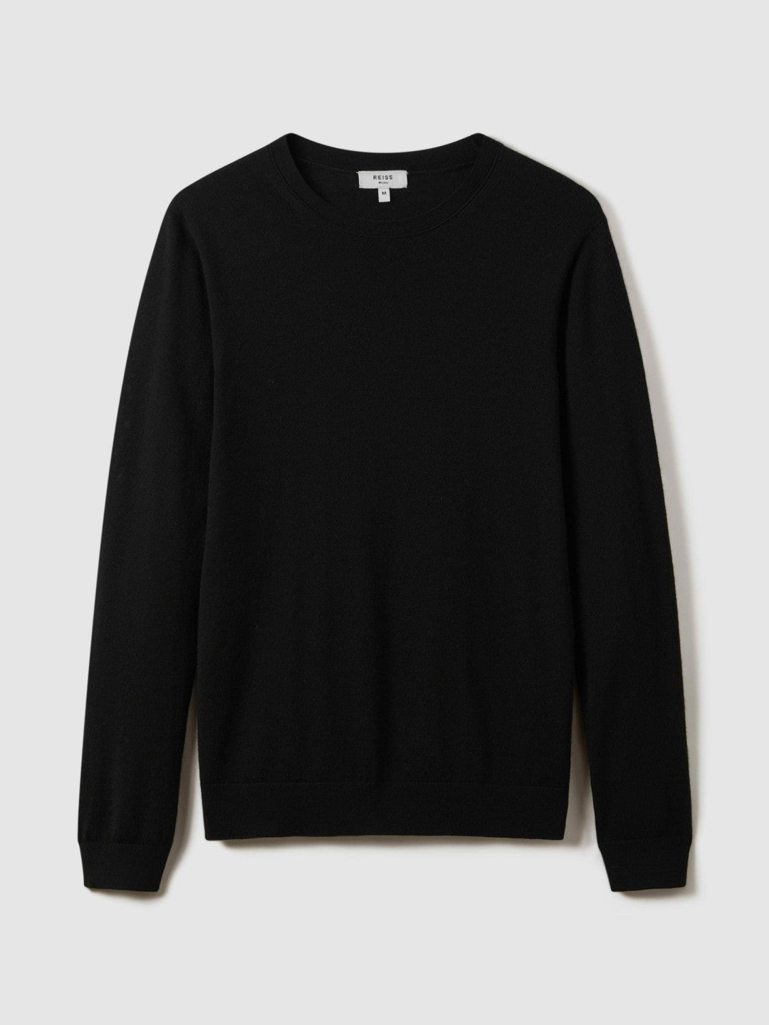 Men Merino Wool Crew Neck Jumper in Black