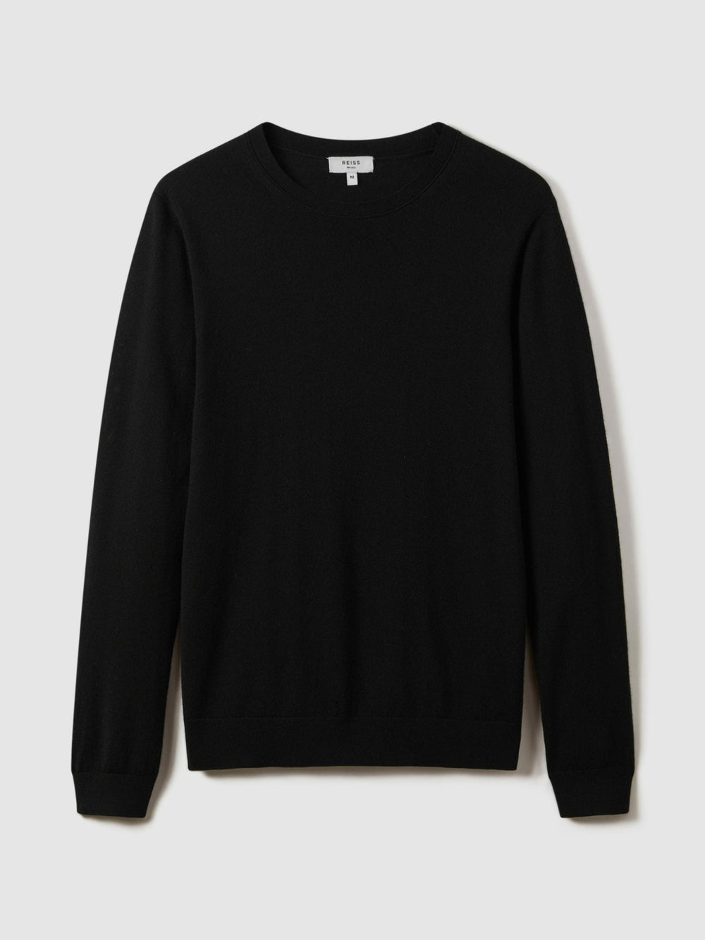 Men Merino Wool Crew Neck Jumper in Black