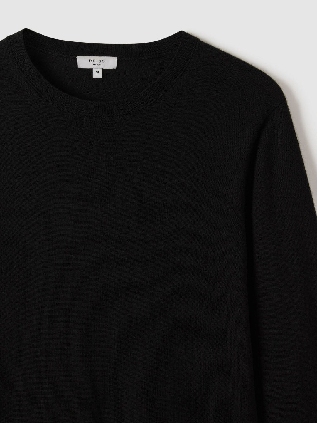 Men Merino Wool Crew Neck Jumper in Black