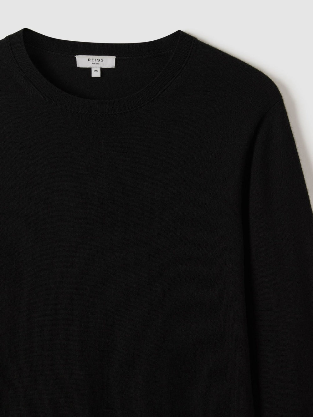 Men Merino Wool Crew Neck Jumper in Black
