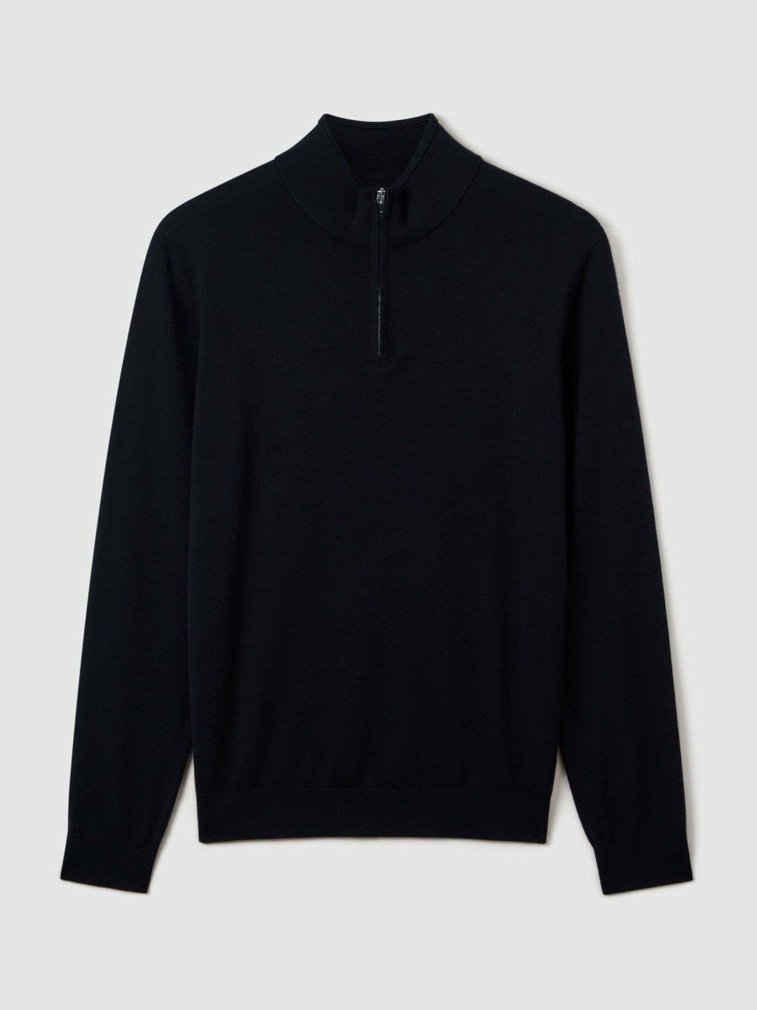 Men Merino Wool Half-Zip Jumper in Navy