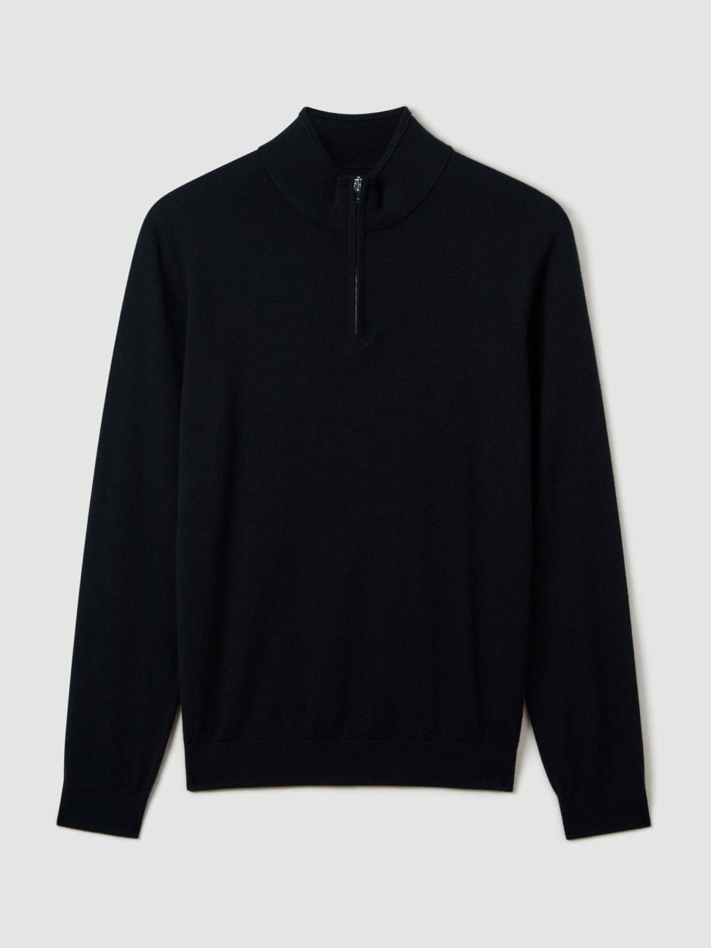 Men Merino Wool Half-Zip Jumper in Navy