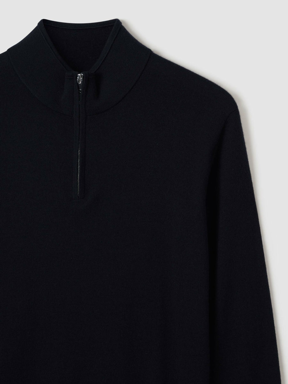 Men Merino Wool Half-Zip Jumper in Navy