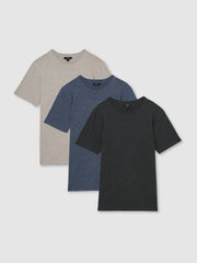 Men Cotton-Jersey Crew-Neck T-shirts 3 Pack in Multi Melange
