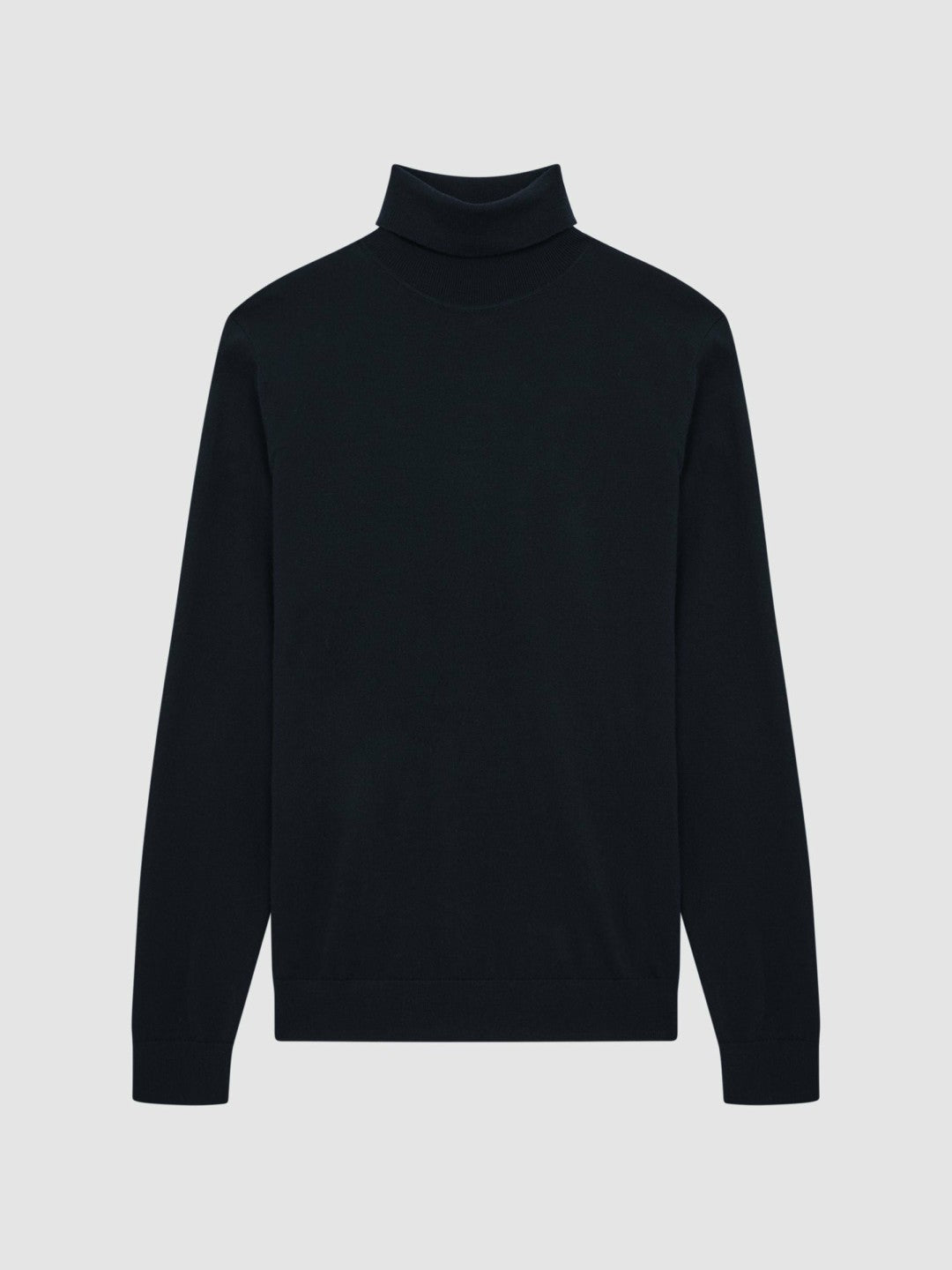 Men Slim Fit Merino Wool Roll Neck Jumper in Navy
