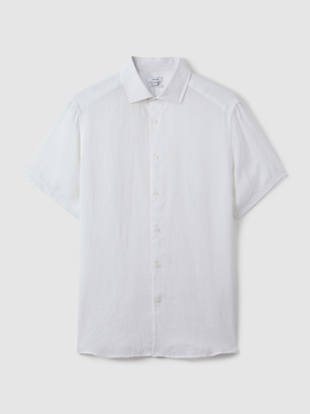 Men Slim Fit Linen Button-Through Shirt in White