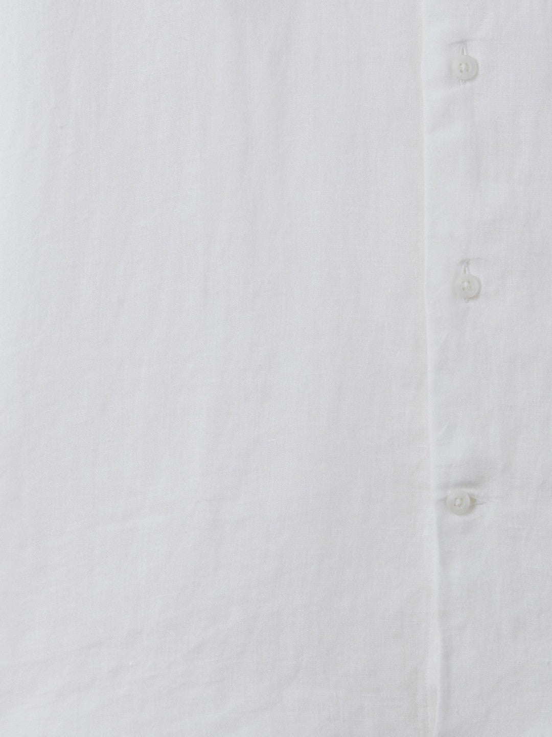 Men Slim Fit Linen Button-Through Shirt in White