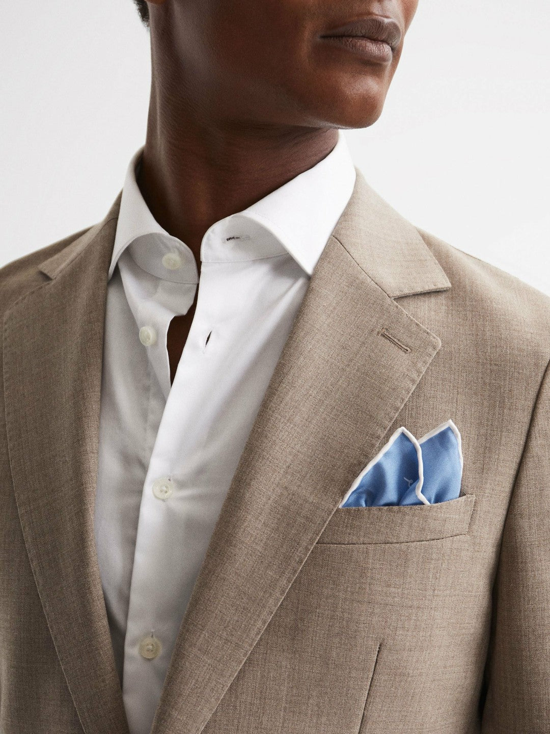 Men Plain Silk Pocket Square in Airforce Blue