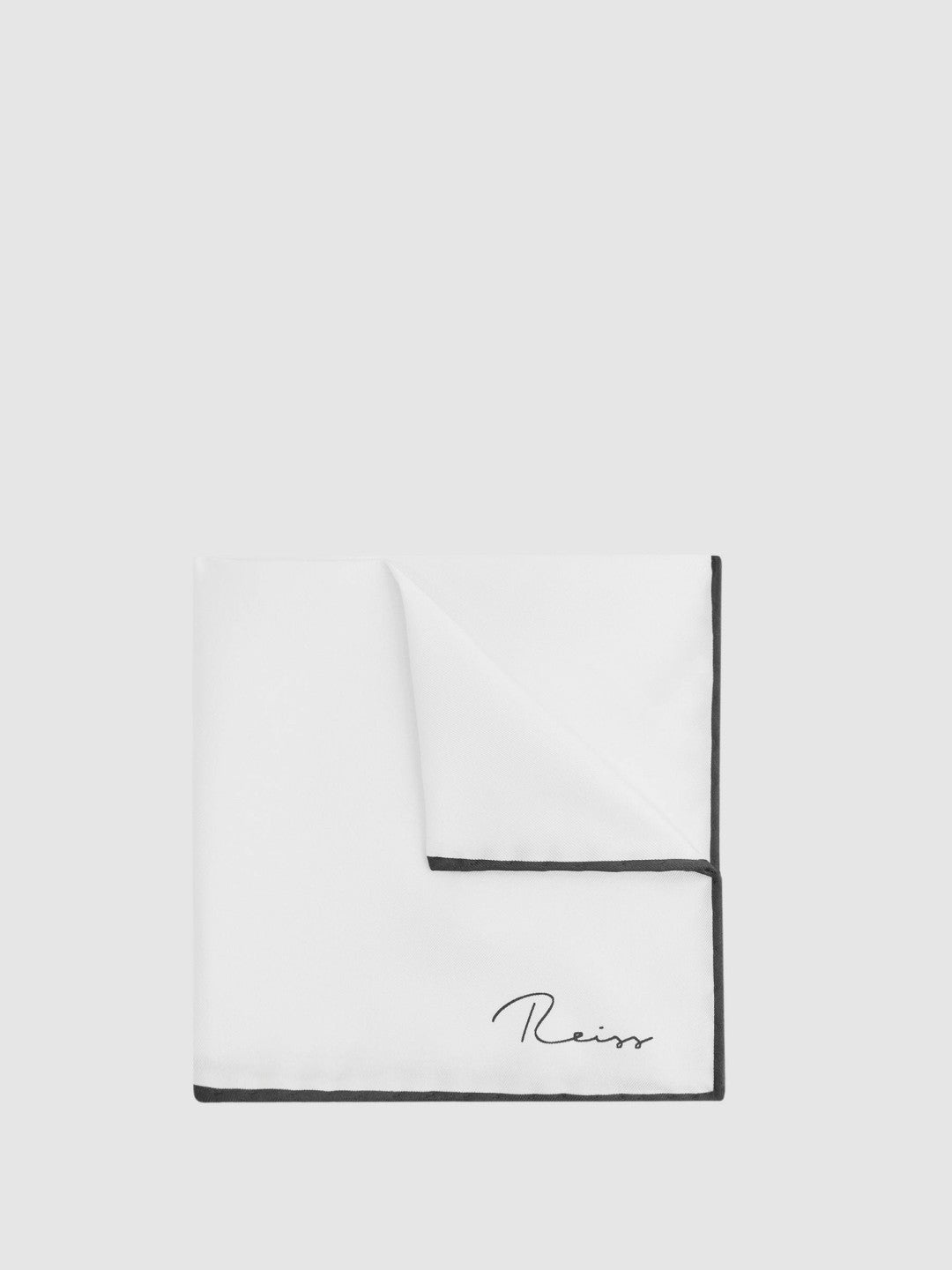 Men Plain Silk Pocket Square in White