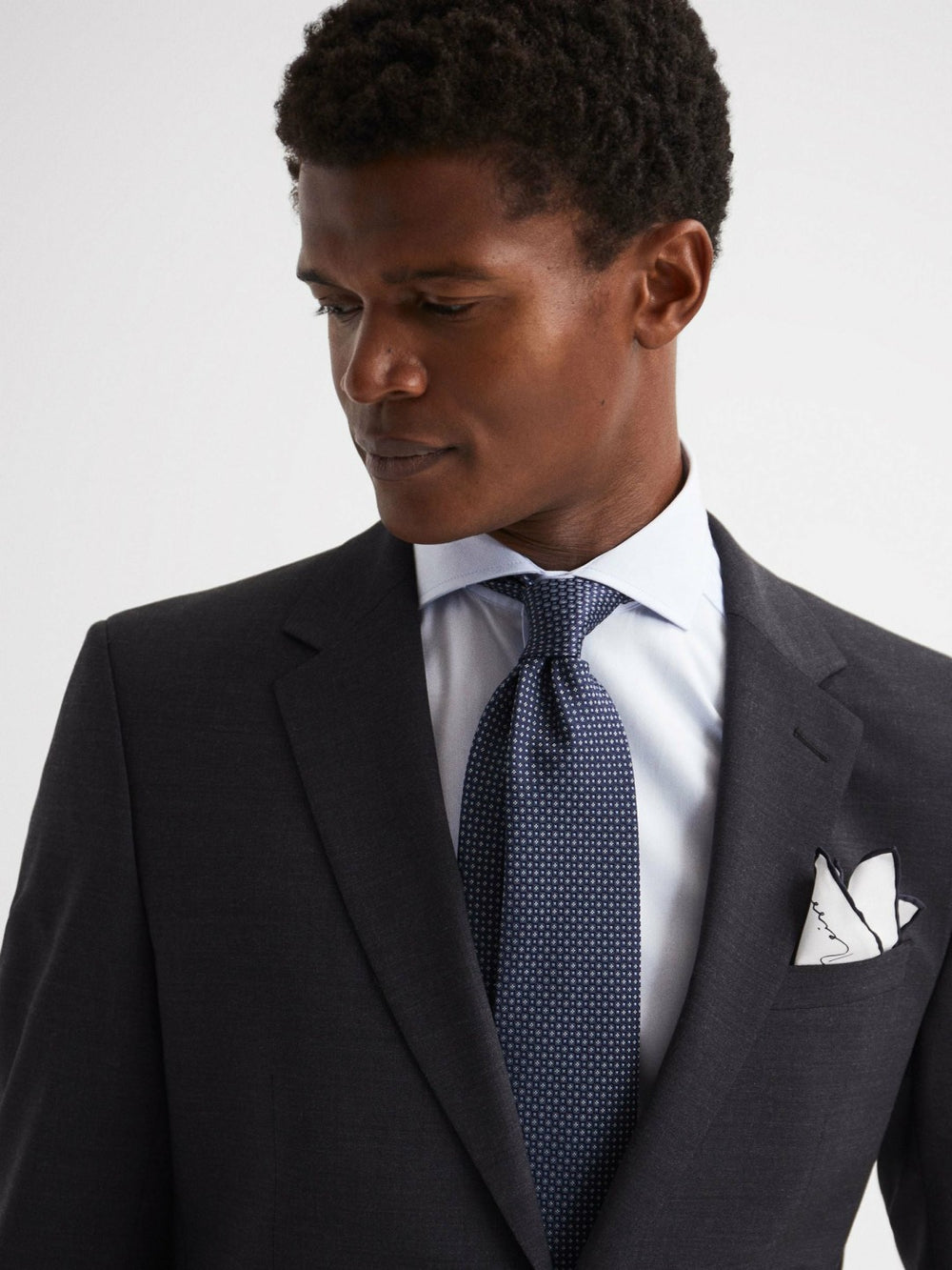 Men Plain Silk Pocket Square in White