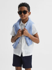 Children & Baby 3-9 yrs Short Sleeve Linen Shirt in White