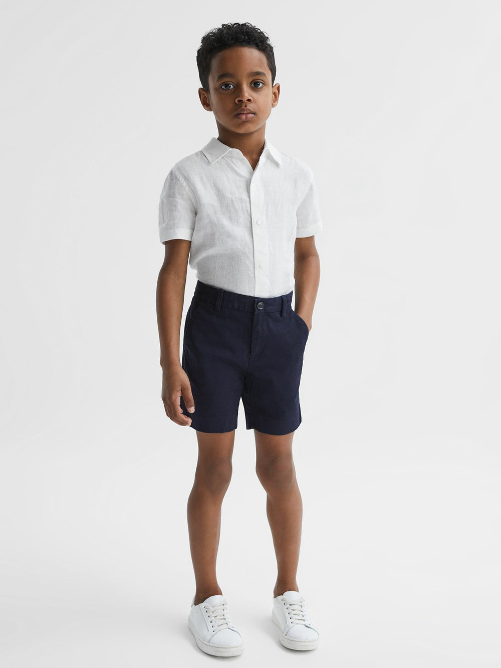 Children & Baby 3-9 yrs Short Sleeve Linen Shirt in White