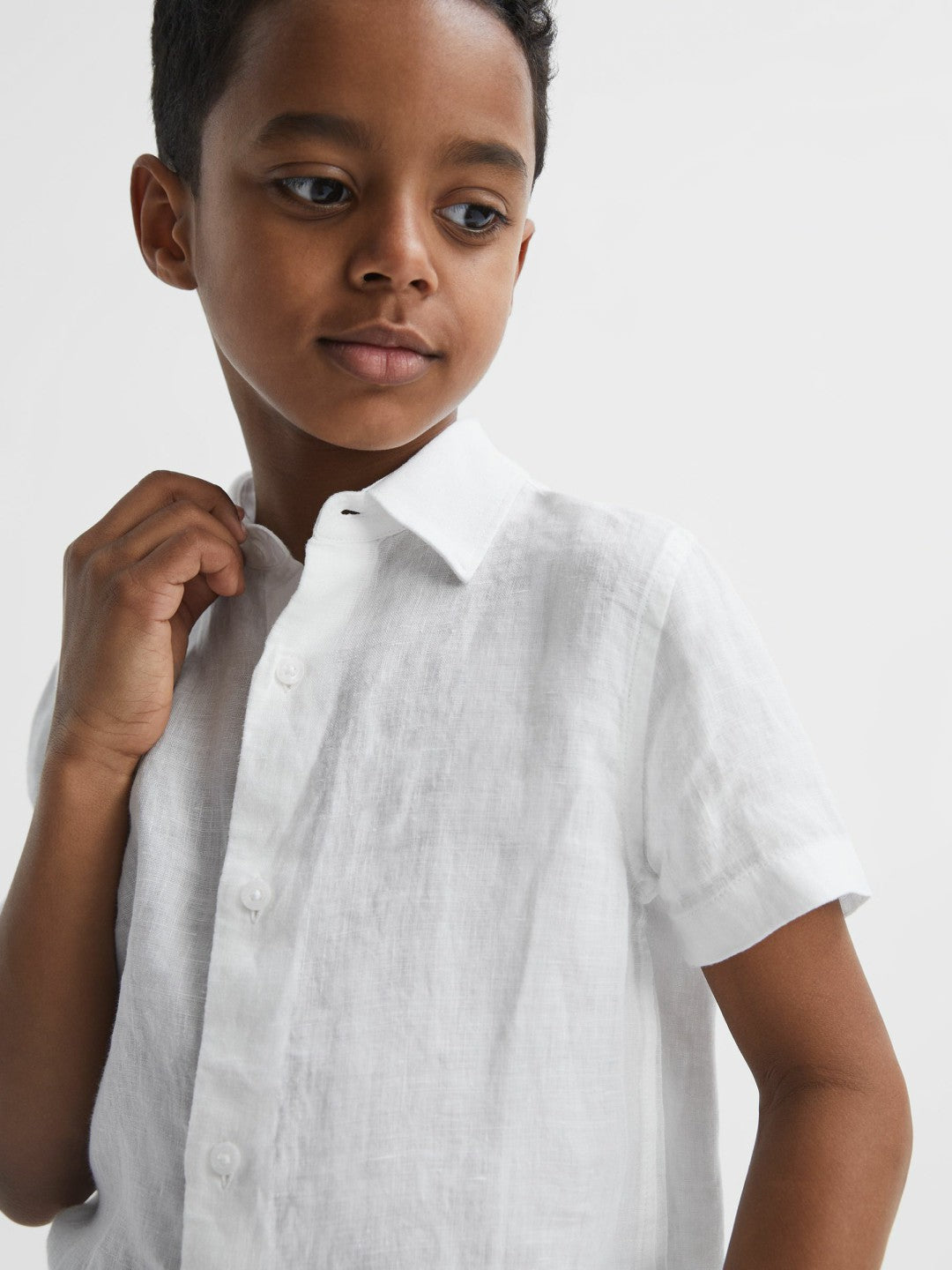 Children & Baby 3-9 yrs Short Sleeve Linen Shirt in White