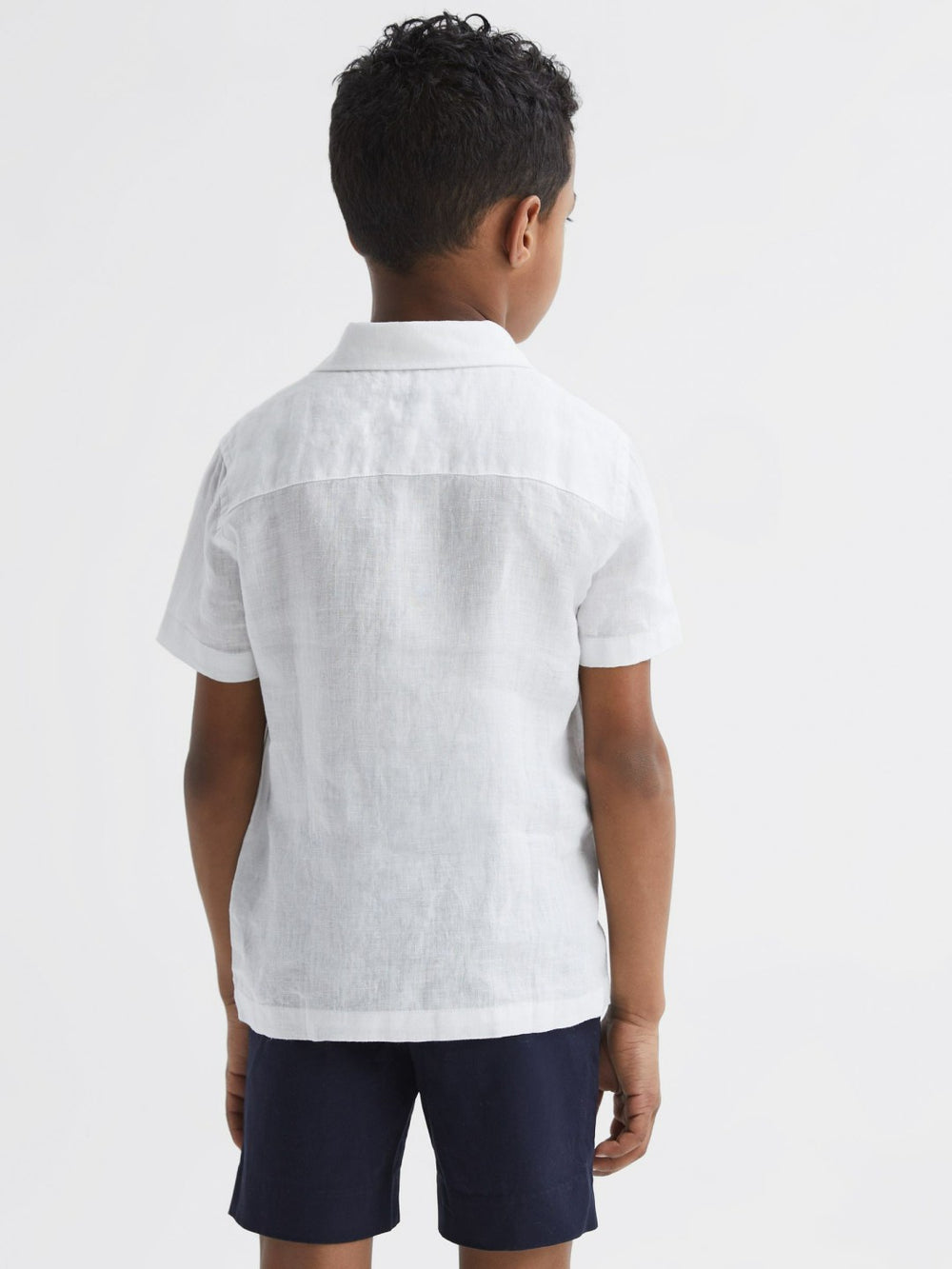 Children & Baby 3-9 yrs Short Sleeve Linen Shirt in White