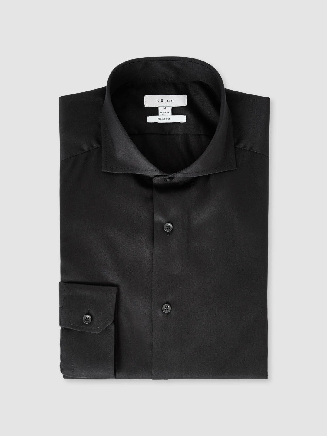 Men Slim Fit Cotton-Twill Two-Fold Shirt Slim-Fit in Black