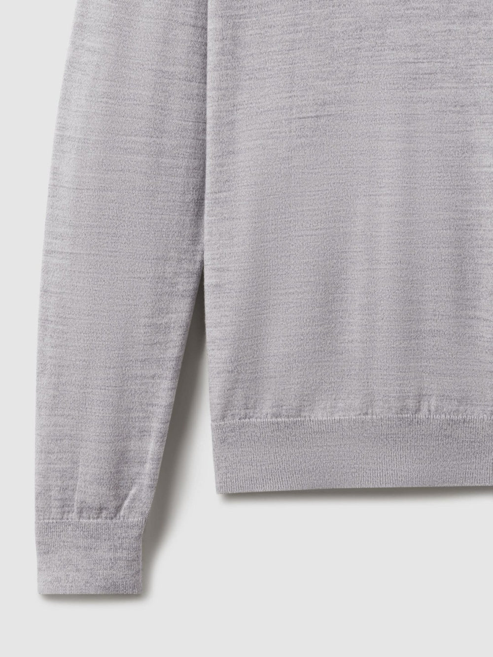 Men Merino Wool Crew Neck Jumper in Soft Grey Mouline