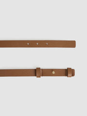 Women Leather Square Hinge Belt in Tan