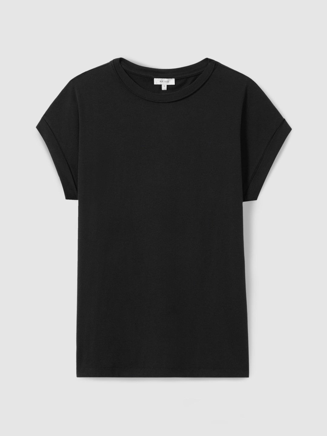 Women Cotton-Jersey Crew Neck T-Shirt in Black