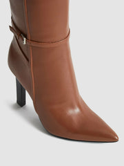 Women Leather Knee High Boots in Tan