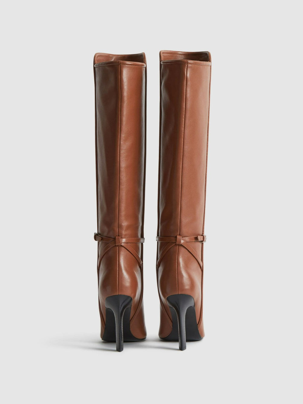 Women Leather Knee High Boots in Tan