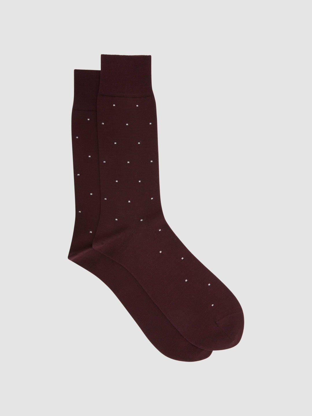 Men Polka Dot Socks in Bordeaux