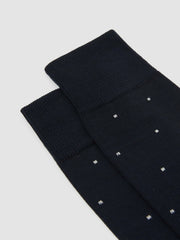 Men Polka Dot Socks in Navy