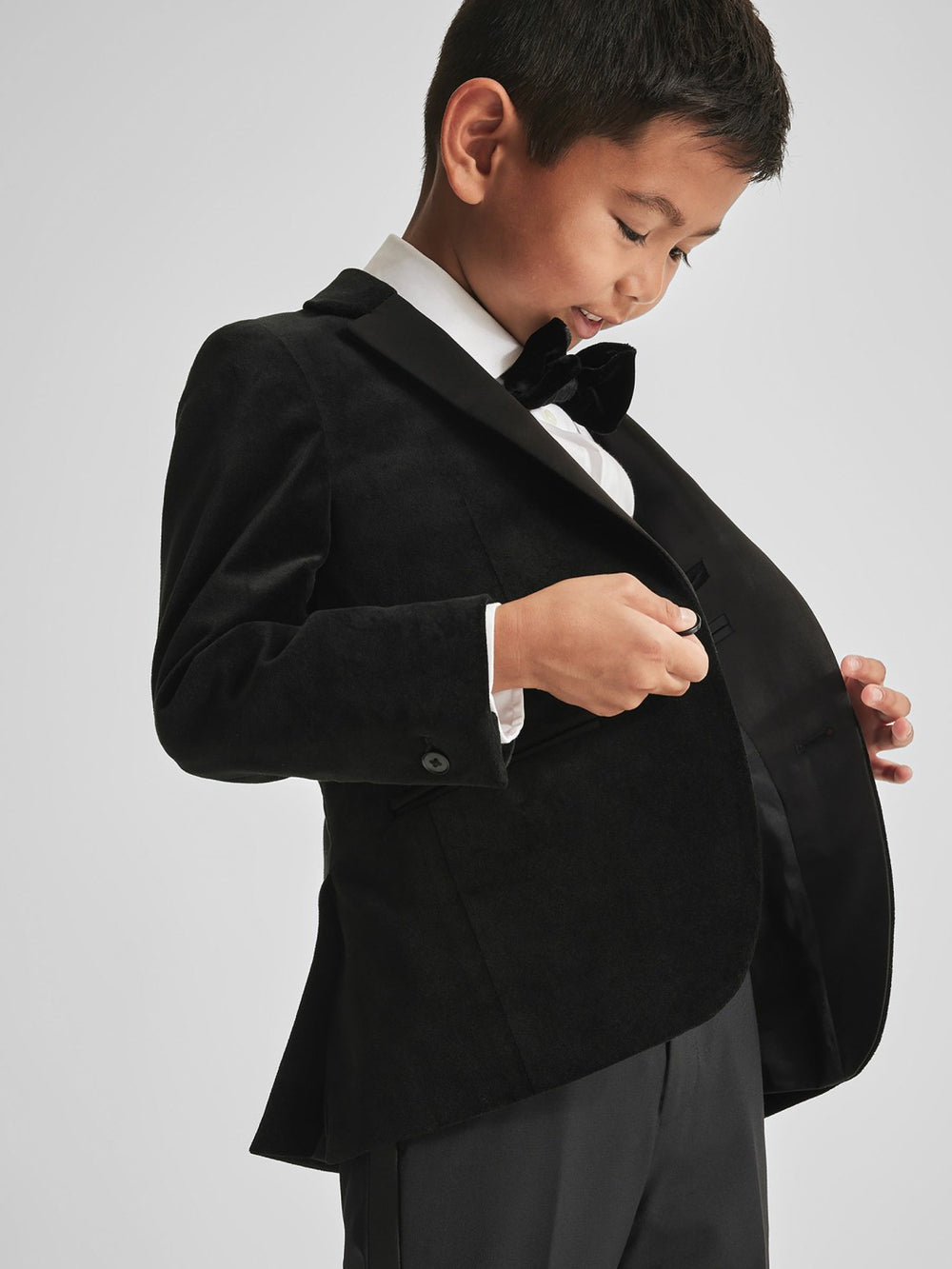 Children & Baby 4-9 yrs Single Breasted Velvet Blazer in Black