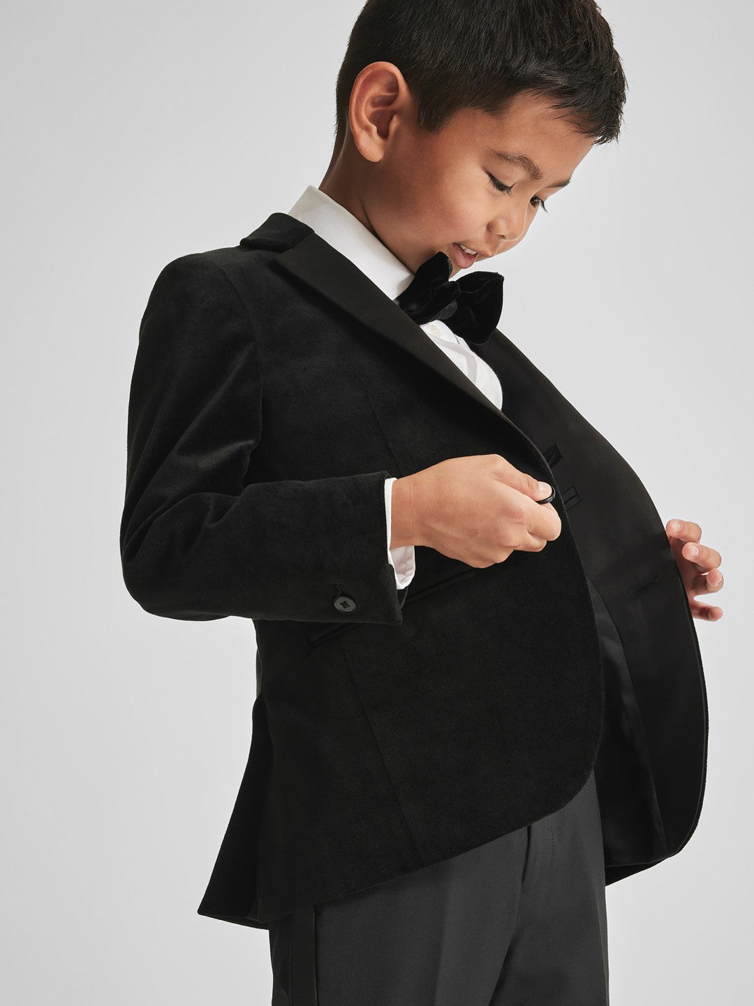 Children & Baby 4-9 yrs Single Breasted Velvet Blazer in Black