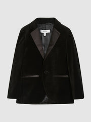 Children & Baby 4-9 yrs Single Breasted Velvet Blazer in Black