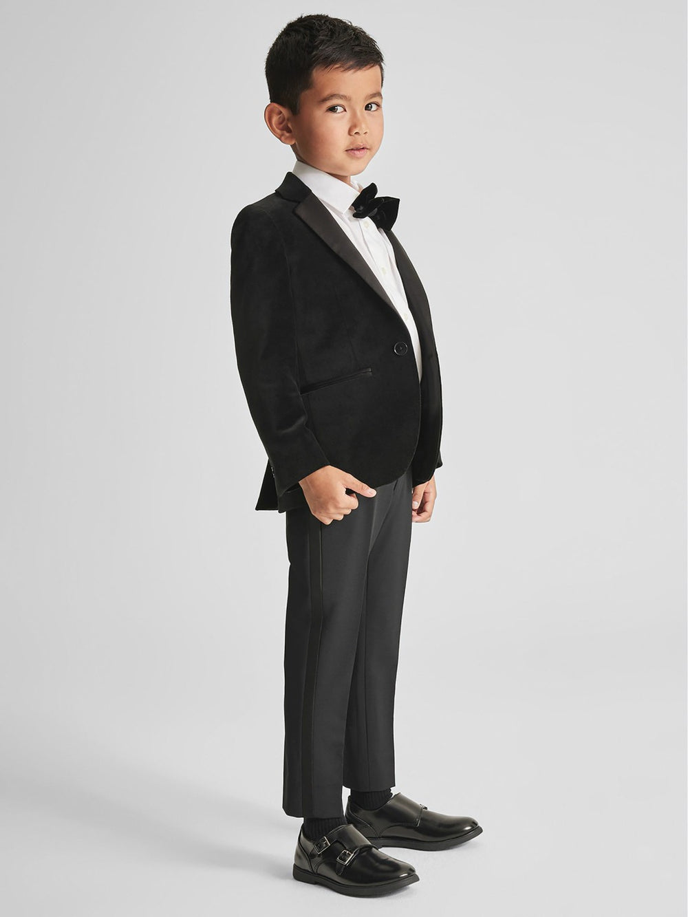 Children & Baby 4-9 yrs Single Breasted Velvet Blazer in Black