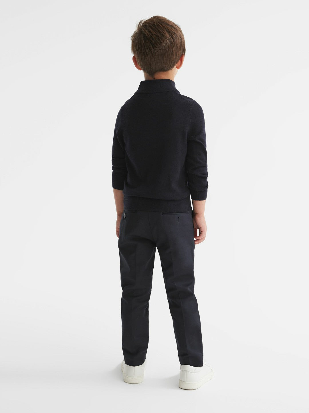 Children & Baby 9-14 yrs Merino Wool Zip-Neck Jumper in Navy