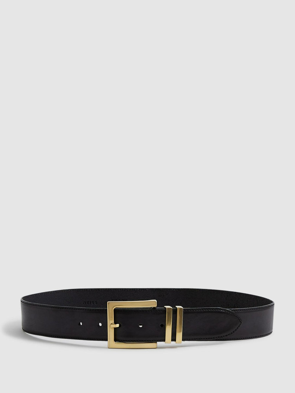 Women Leather Square Buckle Belt in Black