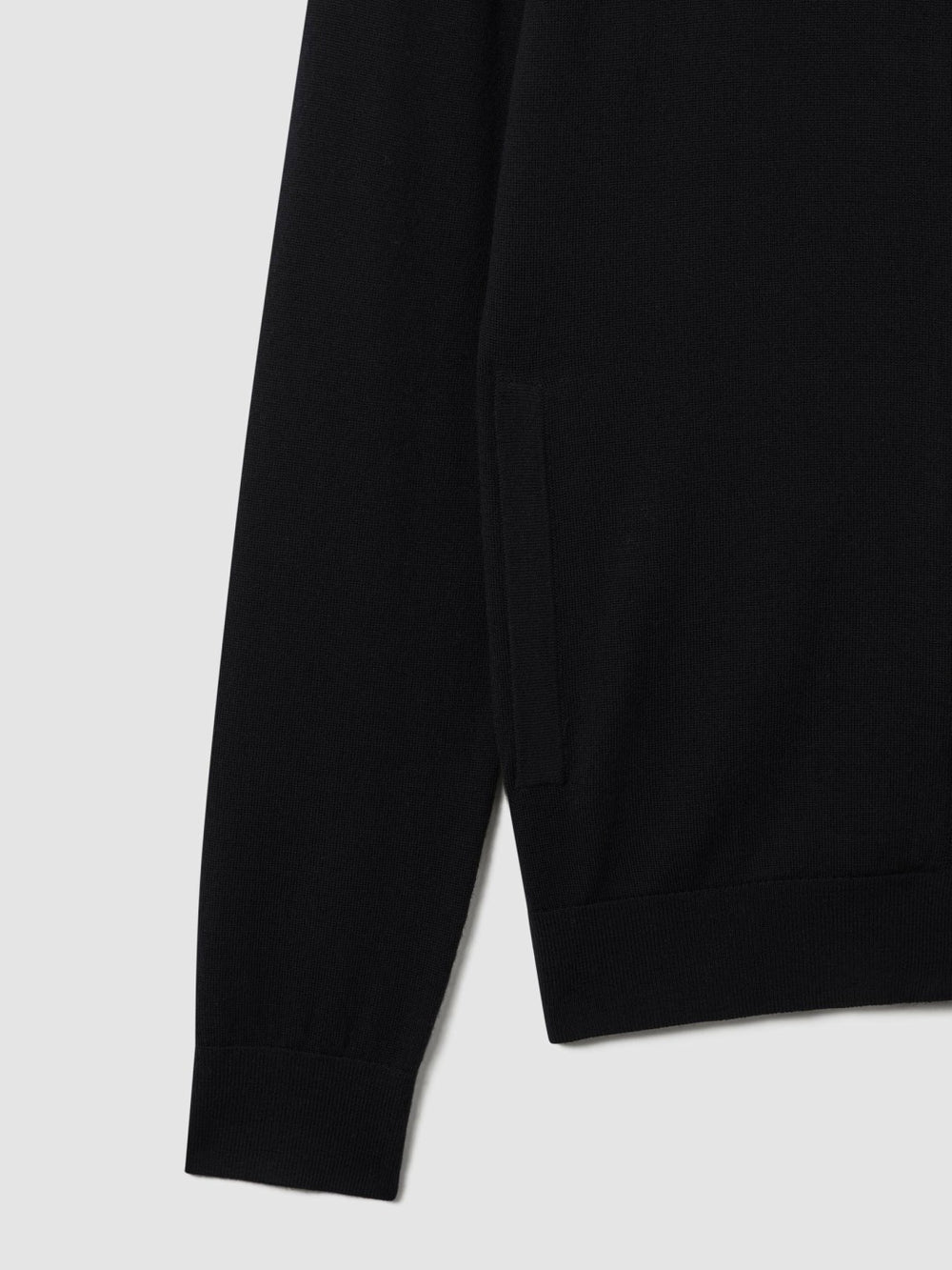 Men Merino Wool Zip-Through Cardigan in Black