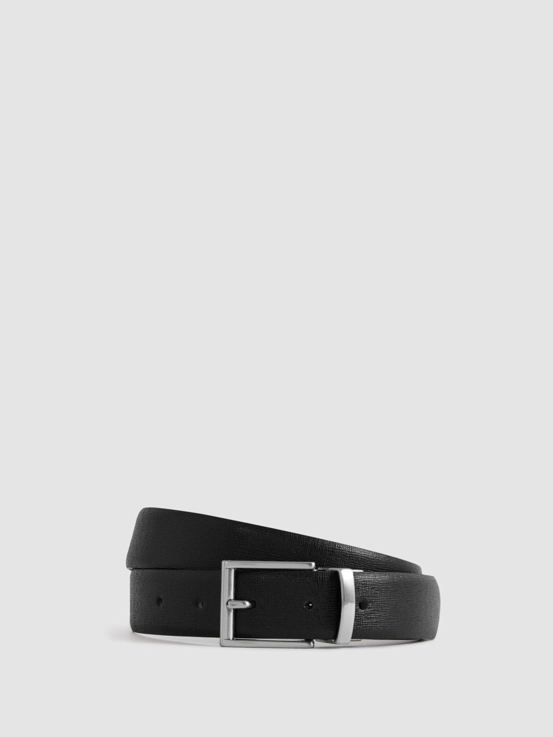 Men Reversible Leather Belt in Black