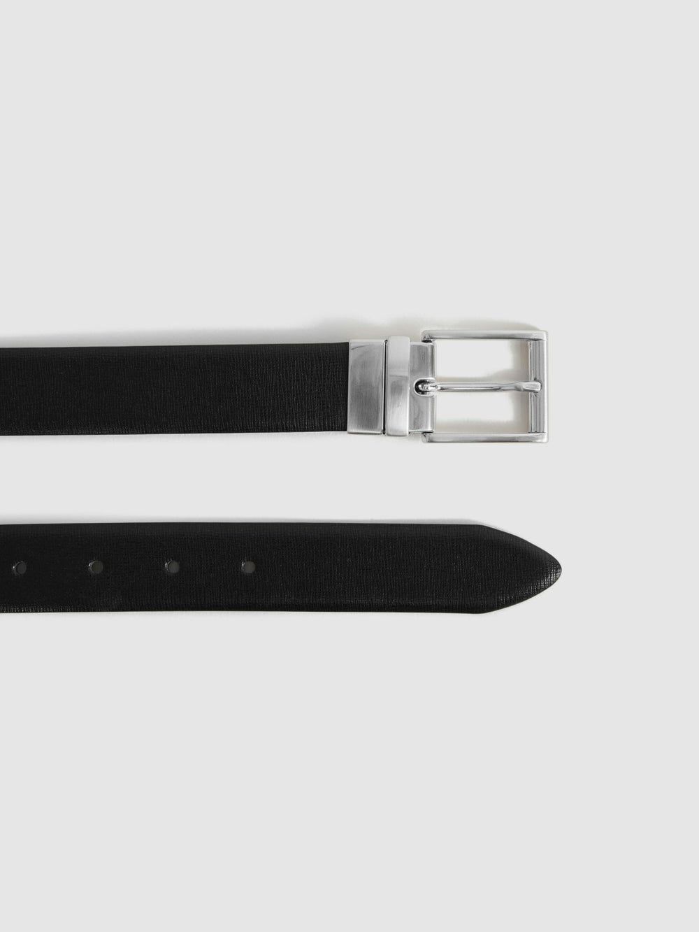 Men Reversible Leather Belt in Black